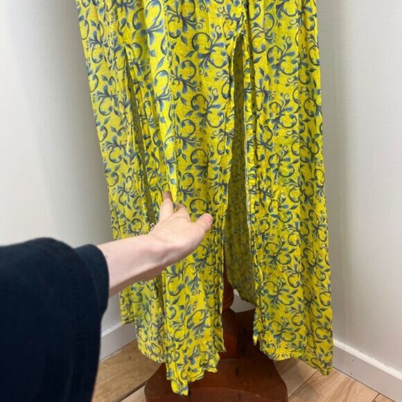 Tiare Hawaii Naturals Women's One Size Yellow Blue Sundress Maxi Dress Floral - Picture 11 of 14